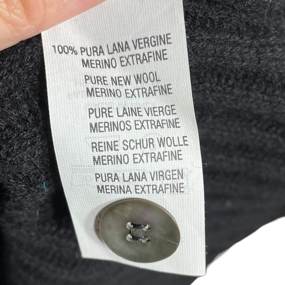 100% Merino Wool Sweater Dress M Sweaterdress One Shoulder A-Line Button RIbbed - Picture 11 of 12